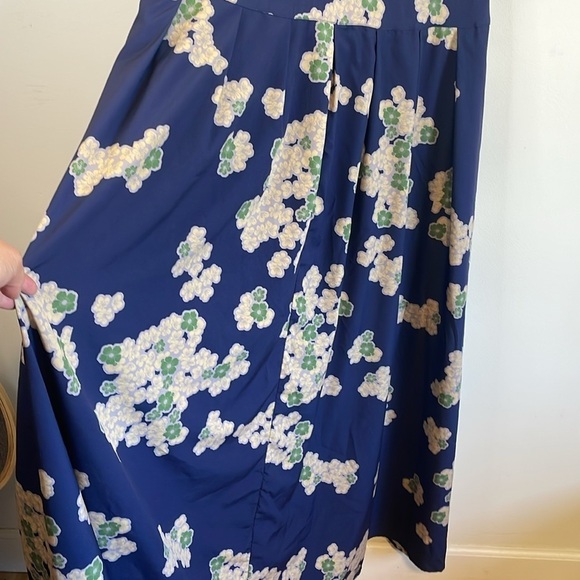 Wayward Francies Floral Maxi Dress 18 Blue Green Short Sleeve Tie Cherry Blossom - Picture 8 of 16